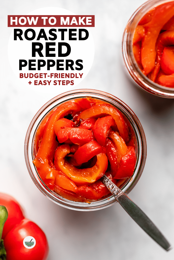 Make your own smoky, sweet, and delicious Roasted Red Peppers at home! This easy method requires only 1 ingredient and basic kitchen tools. #redpeppers #roastedredpeppers #lowwaste #foodhacks #budgetfriendly | frommybowl.com