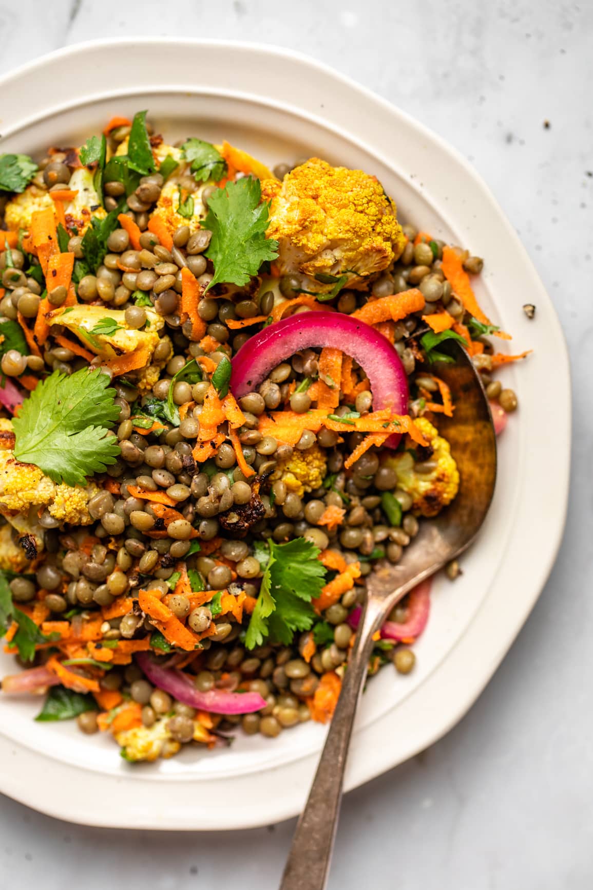 Curry Lentil Salad Roasted Cauliflower Vegan FromMyBowl 9  From My Bowl