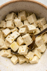 marinated firm tofu in salad dressing