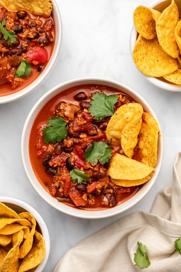 Hearty Vegan Chorizo Chili | 8 Simple Ingredients! - From My Bowl