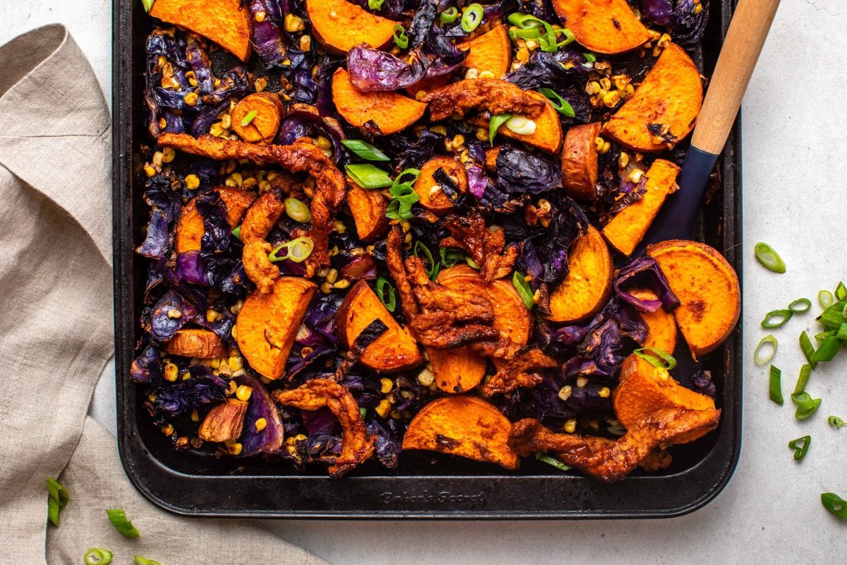 Sheet Pan Vegetable and Chickpea Bake - Dishing Out Health