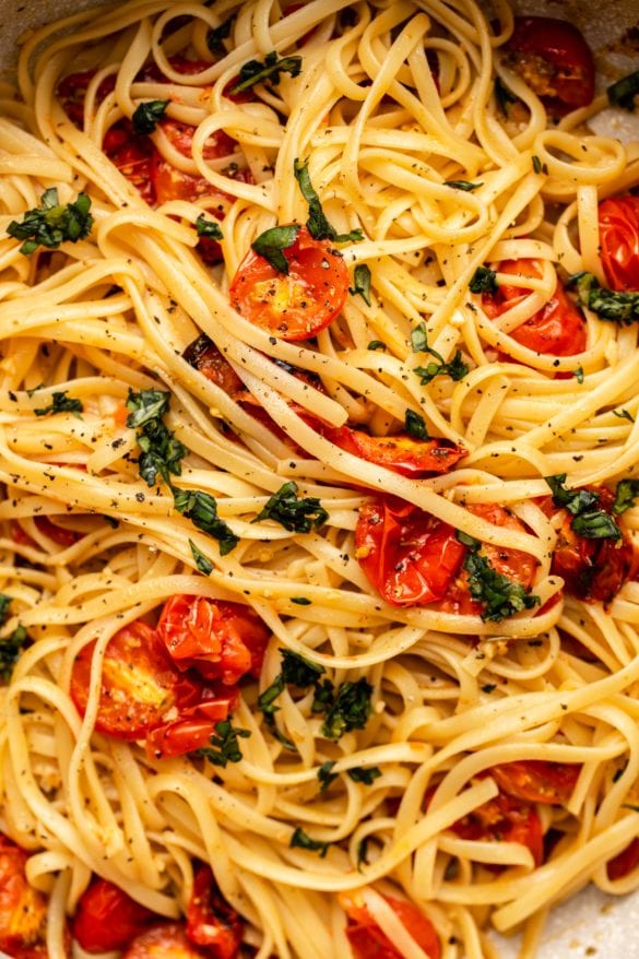 Roasted Cherry Tomato Pasta with Basil Gremolata - From My Bowl