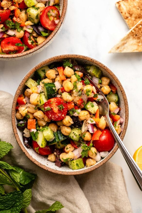 Mediterranean Chickpea Salad (10 Ingredients!) - From My Bowl