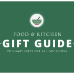 White text on teal background that reads "Food and Kitchen Gift Guide: Culinary gifts for all occasions"