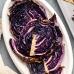 roasted red cabbage on white serving plate