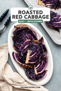 roasted red cabbage on white serving plate