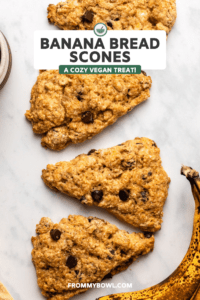 Cooked scones lined up on countertop