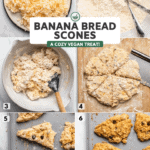 collage of photos demonstrating the step-by-step process to make scones