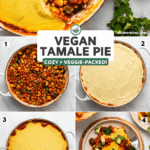 collage of steps to make tamale pie