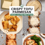 step-by-step guide to making tofu parmesan in a photo collage