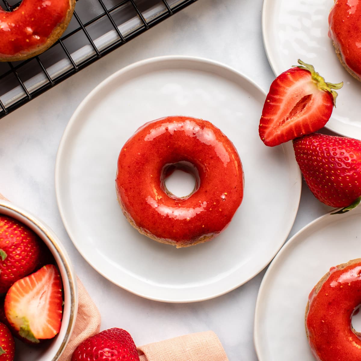 Baked Strawberry Donuts | Vegan & Gluten-Free - From My Bowl