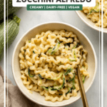 step-by-step diagram showing how to make zucchini alfredo