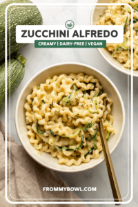 step-by-step diagram showing how to make zucchini alfredo