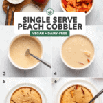 step-by-step photo collage for making peach cobbler