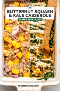 butternut squash casserole before and after baking