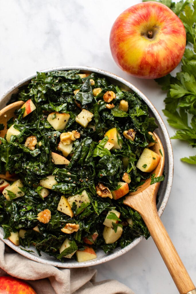 Kale Apple Salad with Cider Dressing - From My Bowl