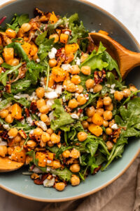 butternut squash salad in large bowl after mixing