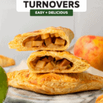 stack of apple turnovers with one cut in half