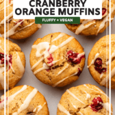 vegan muffins on marble countertop with orange glaze