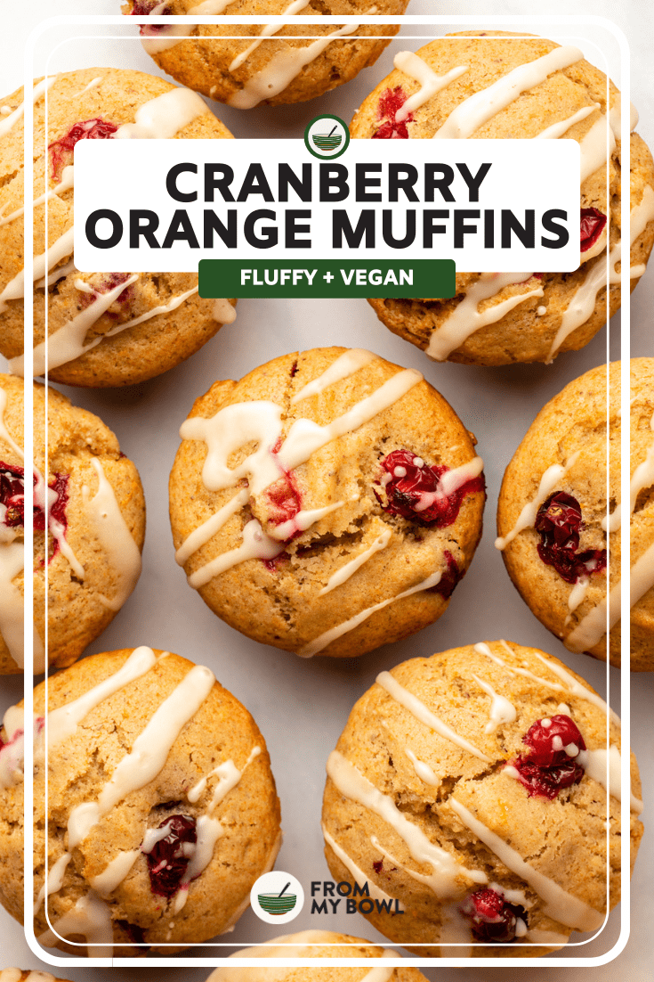 vegan muffins on marble countertop with orange glaze