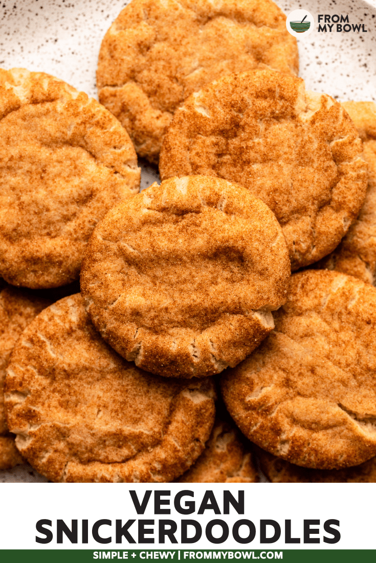 vegan snickerdoodles stacked on top of each other