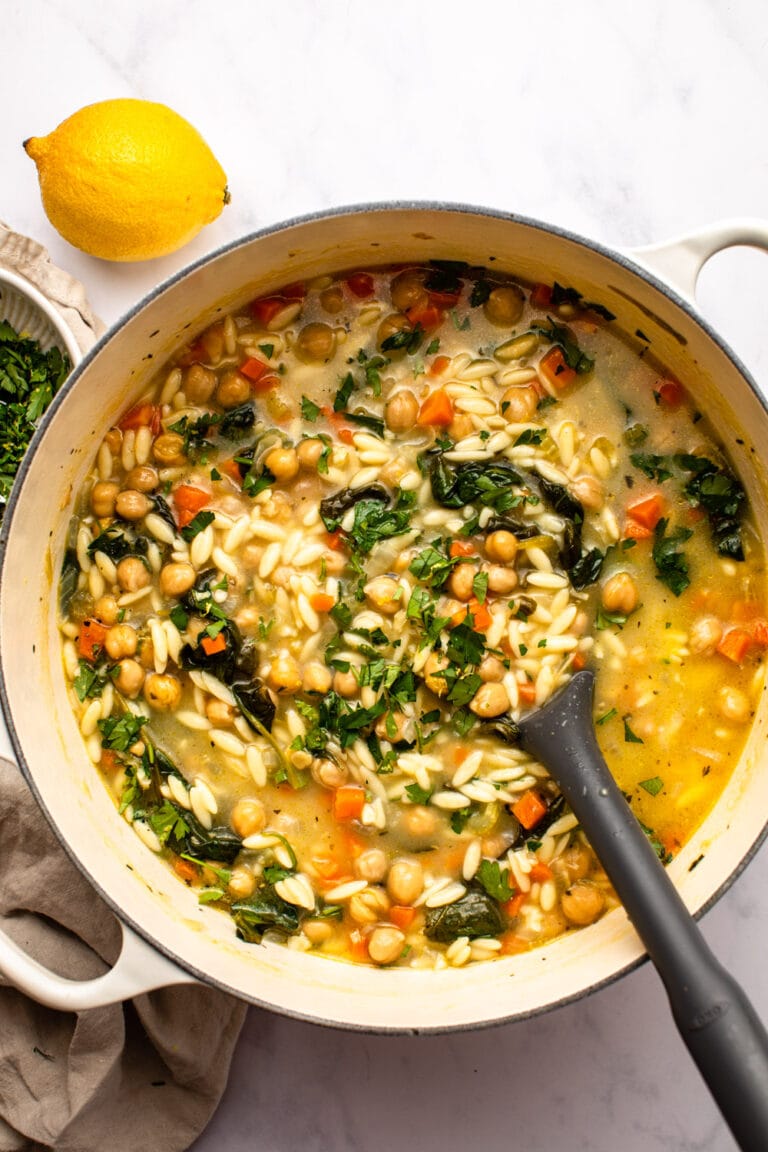 Lemon Chickpea Orzo Soup - From My Bowl