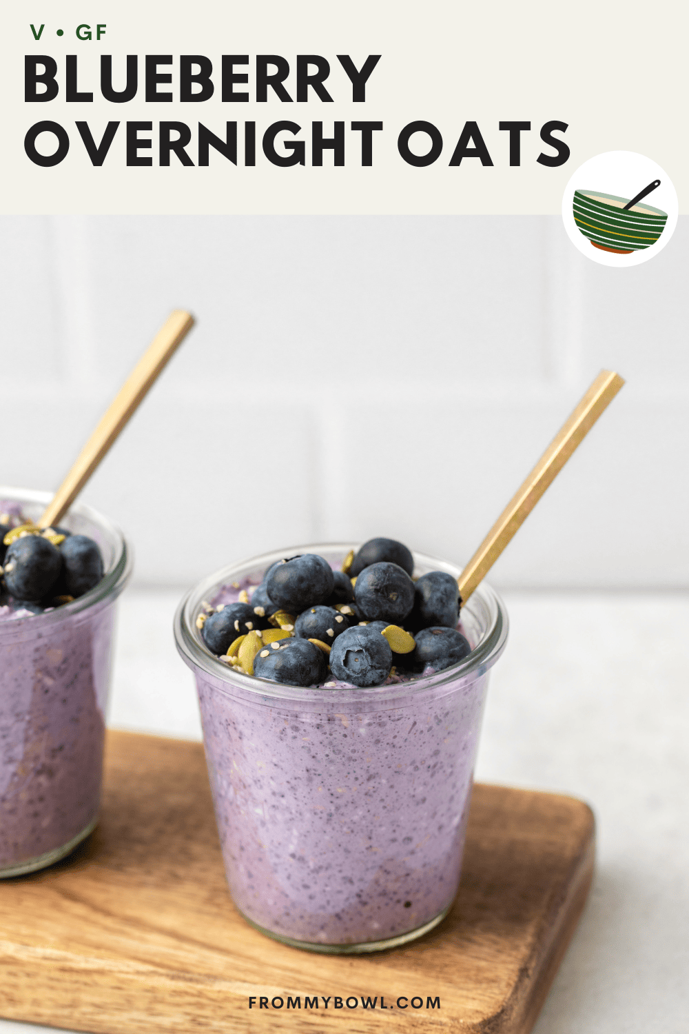 blueberry overnight oats served in a small jar topped with fresh blueberries