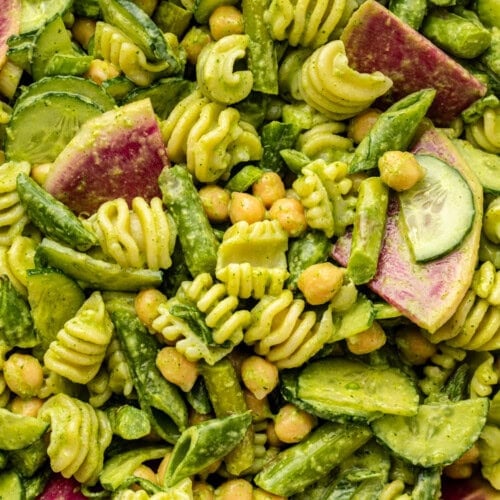 vegan pasta salad with green goddess dressing Green Goddess Pasta Salad