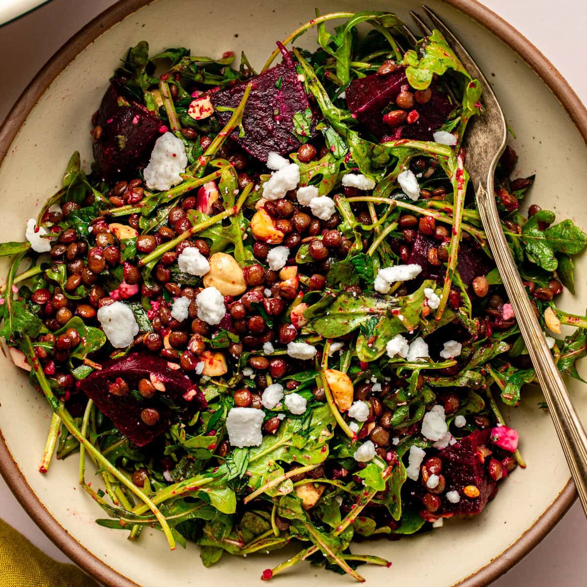 Fantastic Beet & Lentil Salad with Garlic Dressing